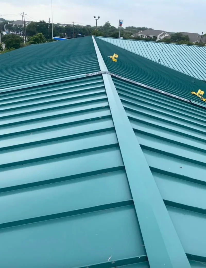Green commercial metal roof ridge and valley for Metal Roof Repair in Opa-locka
